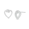 Thumbnail Image 1 of 1/3 CT. T.W. Diamond Pretzel Knot Heart Stud Earrings in Sterling Silver