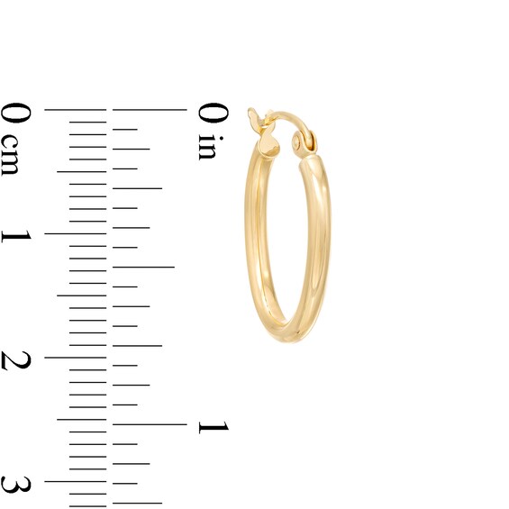 14.0mm Oval Tube Hoop Earrings in 14K Gold