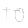 Thumbnail Image 1 of 1/3 CT. T.W. Diamond Cross Hoop Earrings in Sterling Silver