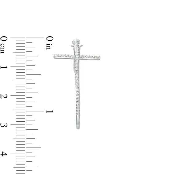 1/3 CT. T.w. Diamond Cross Hoop Earrings in Sterling Silver
