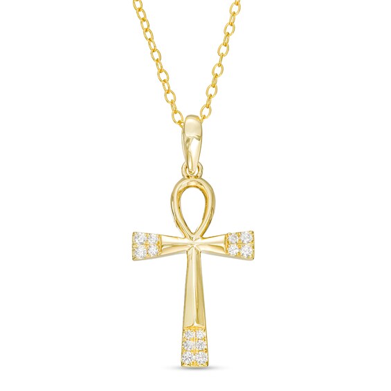 1/10 CT. T.w. Diamond Double Row Ankh Pendant in 10K Gold