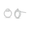 Thumbnail Image 1 of 1/4 CT. T.W. Diamond Pretzel Knot Circle Outline Stud Earrings in Sterling Silver