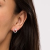 Thumbnail Image 2 of 1/4 CT. T.W. Diamond Pretzel Knot Circle Outline Stud Earrings in Sterling Silver