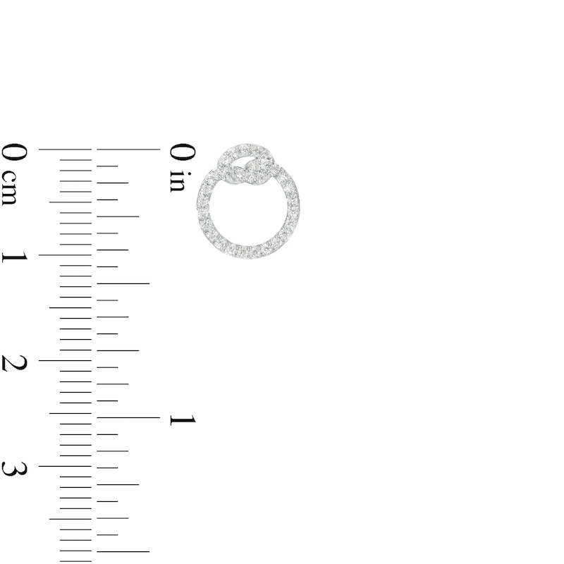 Main Image 3 of 1/4 CT. T.W. Diamond Pretzel Knot Circle Outline Stud Earrings in Sterling Silver