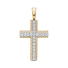 Thumbnail Image 0 of Men's 2 CT. T.W. Certified Lab-Created Diamond Textured Cross Necklace Charm in 14K Gold (F/SI2)