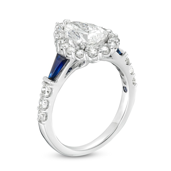 Vera Wang Love Collection 2-1/6 CT. T.w. Pear-Shaped Certified Lab-Grown Diamond Frame Engagement Ring in 14K White Gold (F/Vs2)
