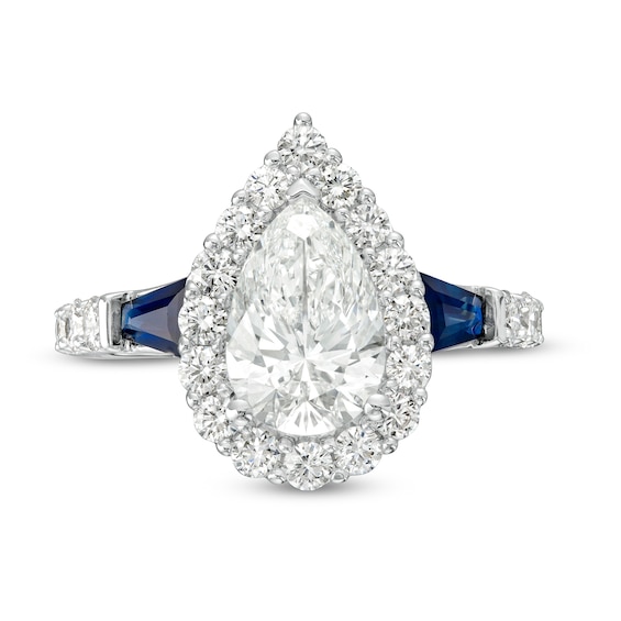 Vera Wang Love Collection 2-1/6 CT. T.w. Pear-Shaped Certified Lab-Grown Diamond Frame Engagement Ring in 14K White Gold (F/Vs2)