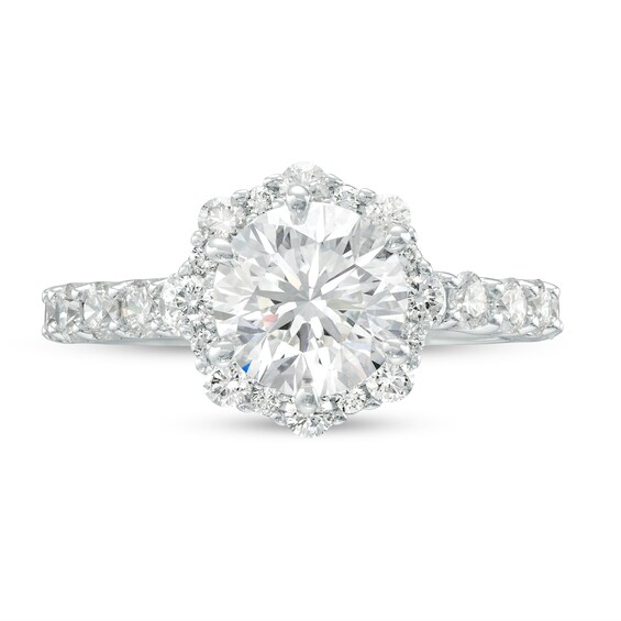 True Lab-Grown Diamonds by Vera Wang Love 2-1/3 CT. T.w. Flower Frame Engagement Ring in 14K White Gold (F/Vs2)