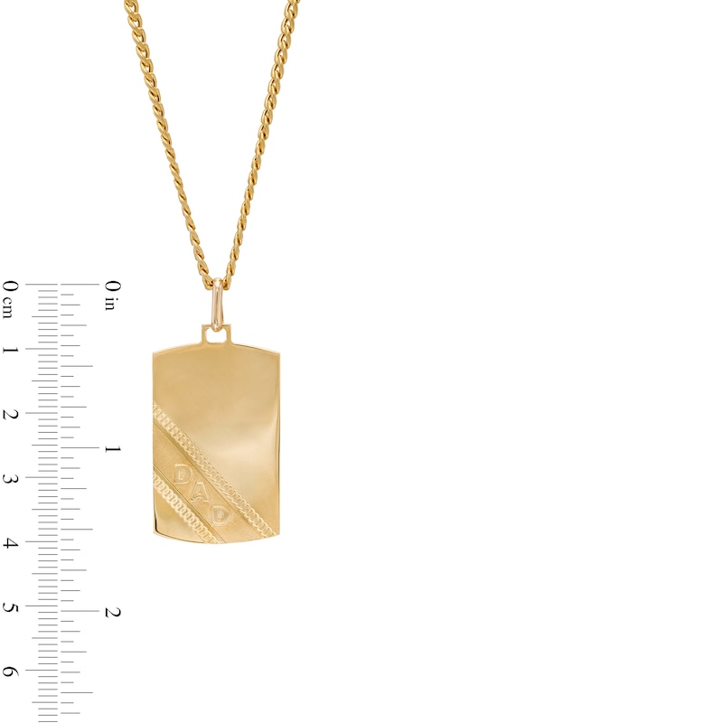Main Image 3 of Textured Curb Chain Slant Embossed "DAD" Dog Tag Pendant in 10K Gold – 22"