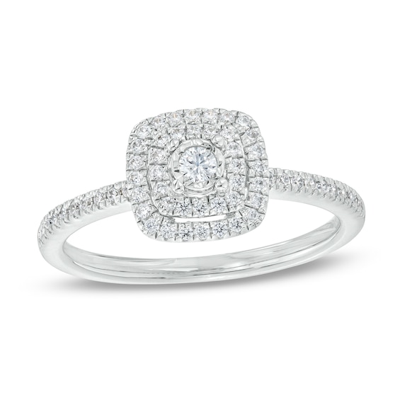 1/4 CT. T.w. Diamond Double Cushion-Shaped Frame Engagement Ring in 10K White Gold (J/I3)