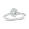 Thumbnail Image 1 of 1/4 CT. T.W. Diamond Oval Frame Alternating Shank Vintage-Style Engagement Ring in 10K White Gold (J/I3)