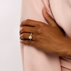 Thumbnail Image 2 of 1/4 CT. T.W. Diamond Oval Frame Alternating Shank Vintage-Style Engagement Ring in 10K White Gold (J/I3)
