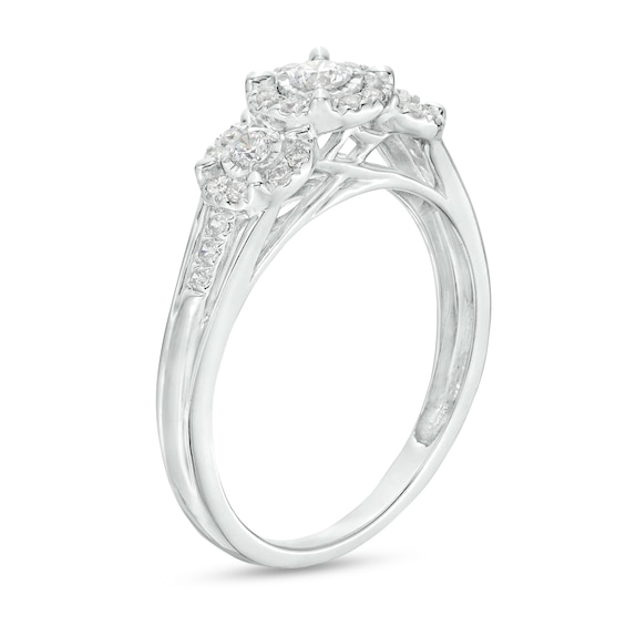 1/4 CT. T.w. Diamond Past Present FutureÂ® Frame Split Shank Engagement Ring in 10K White Gold