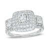 Thumbnail Image 1 of 1 CT. T.W. Princess-Cut Diamond Past Present Future® Double Frame Engagement Ring in 10K White Gold
