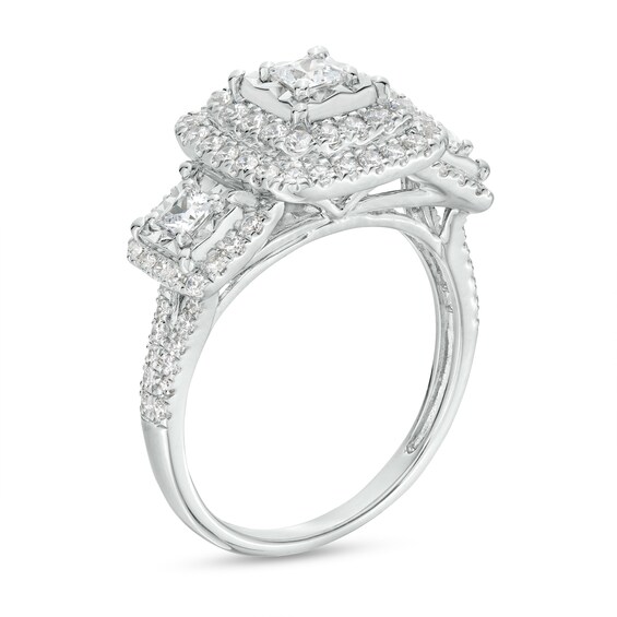 1 CT. T.w. Princess-Cut Diamond Past Present FutureÂ® Double Frame Engagement Ring in 10K White Gold