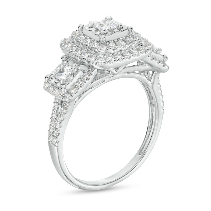 1 CT. T.W. Princess-Cut Diamond Past Present Future® Double Frame Engagement Ring in 10K White Gold