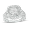 Thumbnail Image 0 of 1 CT. T.W. Princess-Cut Multi-Diamond Cushion-Shaped Frame Triple Row Engagement Ring in 10K White Gold