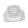 Thumbnail Image 1 of 1 CT. T.W. Princess-Cut Multi-Diamond Cushion-Shaped Frame Triple Row Engagement Ring in 10K White Gold