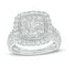 Thumbnail Image 1 of 1-1/2 CT. T.W. Diamond Double Cushion-Shaped Frame Vintage-Style Engagement Ring in 10K White Gold (J/I3)