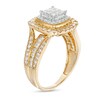 Thumbnail Image 3 of 1 CT. T.W. Princess-Cut Multi-Diamond Cushion-Shaped Frame Triple Row Engagement Ring in 10K Gold