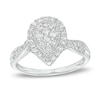 Thumbnail Image 1 of 1/2 CT. T.W. Pear-Shaped Multi-Diamond Frame Vintage-Style Twist Shank Engagement Ring in 10K White Gold