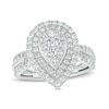 Thumbnail Image 1 of 1 CT. T.W. Pear-Shaped Multi-Diamond Double Frame Double Row Engagement Ring in 10K White Gold
