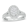 Thumbnail Image 1 of 1/2 CT. T.W. Oval Multi-Diamond Frame Split Shank Engagement Ring in 10K White Gold