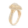 Thumbnail Image 3 of 1 CT. T.W. Pear-Shaped Multi-Diamond Double Frame Double Row Engagement Ring in 10K Gold