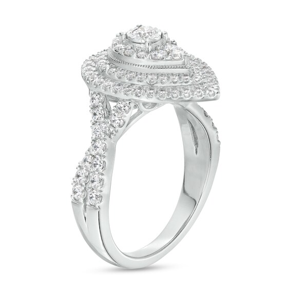 1 CT. T.w. Diamond Pear-Shaped Double Frame Engagement Ring in 10K White Gold (J/I3)