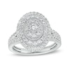 Thumbnail Image 1 of 1 CT. T.W. Diamond Oval-Shaped Triple Frame Split Shank Engagement Ring in 10K White Gold (J/I3)