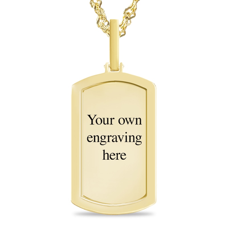 Main Image 2 of 1 CT. T.W. Diamond Frame Engravable Photo Dog Tag Pendant in 10K Gold (1 Image and 4 Lines) - 24"