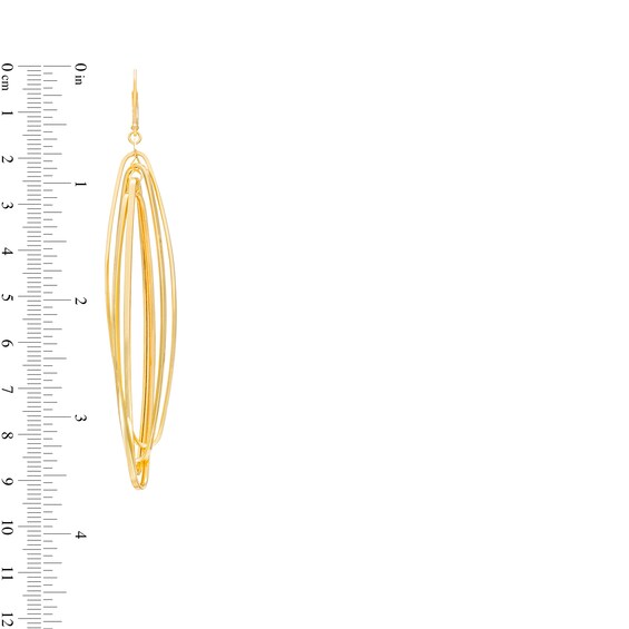 Diamond-Cut Marquise-Shaped Elongated Drop Earrings in 10K Gold