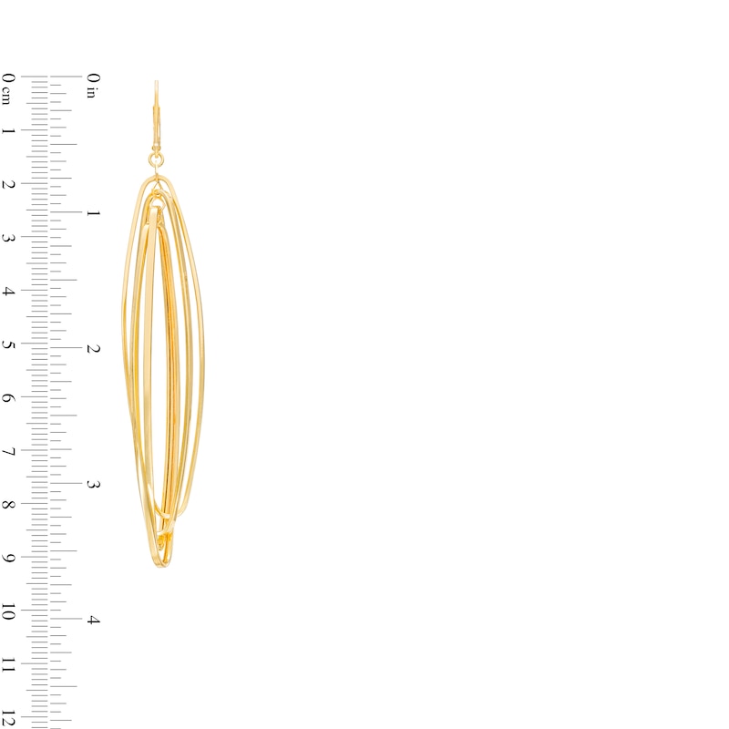 Main Image 3 of Diamond-Cut Marquise-Shaped Elongated Drop Earrings in 10K Gold