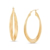 Thumbnail Image 1 of 3.0mm Triple Layered Oval Hoop Earrings in 10K Gold