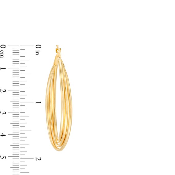 3.0mm Triple Layered Oval Hoop Earrings in 10K Gold