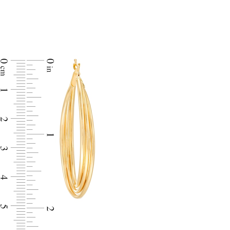 Main Image 3 of 3.0mm Triple Layered Oval Hoop Earrings in 10K Gold