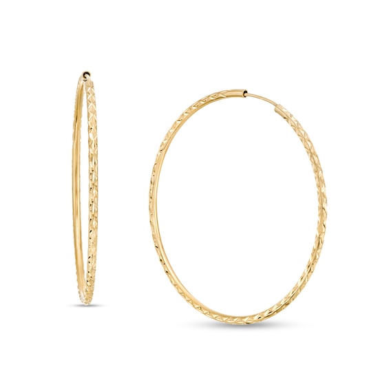 45.0mm Diamond-Cut Continuous Tube Hoop Earrings in 10K Gold