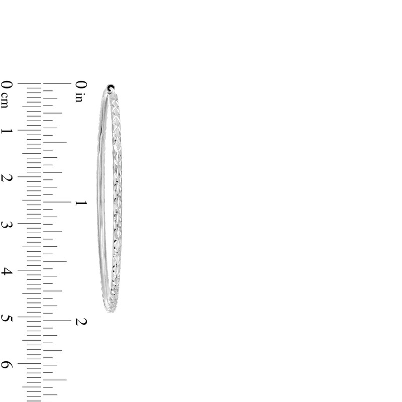 Main Image 3 of 45.0mm Diamond-Cut Continuous Tube Hoop Earrings in 10K White Gold
