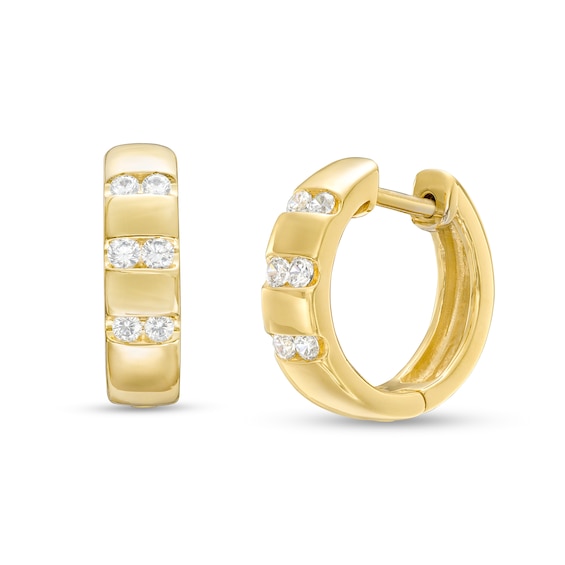 Men's 1/3 CT. T.w. Diamond Triple Row Huggie Hoop Earrings in 10K Gold