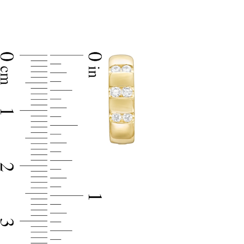 Main Image 3 of 1/3 CT. T.W. Diamond Triple Row Huggie Hoop Earrings in 10K Gold