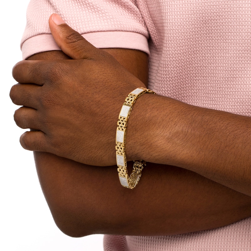Men's 2 CT. T.W. Diamond Link Bracelet in 10K Gold – 8.5"