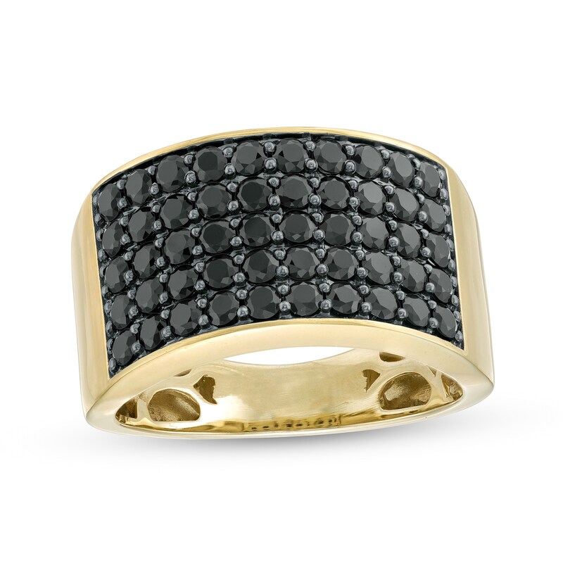 Main Image 1 of 2 CT. T.W. Black Diamond Multi-Row Ring in 10K Gold