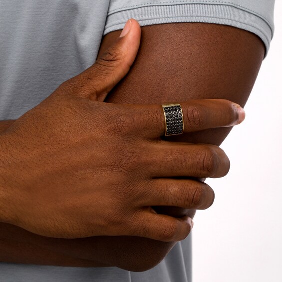 2 CT. T.w. Black Diamond Multi-Row Ring in 10K Gold