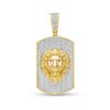 Thumbnail Image 1 of Men's 1/3 CT. T.W. Diamond and Lab-Created Ruby Lion's Head Dog Tag Necklace Charm in 10K Gold