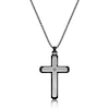 Thumbnail Image 0 of Men's Quad Black Diamond Accent Layered Cross Pendant in Stainless Steel and Black IP - 24"