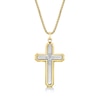 Thumbnail Image 0 of Men's 1/20 CT. T.W. Diamond Inlay Outline Cross Pendant in Stainless Steel and Gold IP - 24"