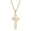 Thumbnail Image 1 of Men's 1/20 CT. T.W. Diamond Inlay Outline Cross Pendant in Stainless Steel and Gold IP - 24"