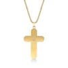 Thumbnail Image 2 of Men's 1/20 CT. T.W. Diamond Inlay Outline Cross Pendant in Stainless Steel and Gold IP - 24"