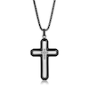 Thumbnail Image 0 of Men's 1/20 CT. T.W. Black Diamond Inlay Outline Cross Pendant in Stainless Steel and Black IP - 24"