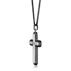 Thumbnail Image 1 of Men's 1/20 CT. T.W. Black Diamond Inlay Outline Cross Pendant in Stainless Steel and Black IP - 24"